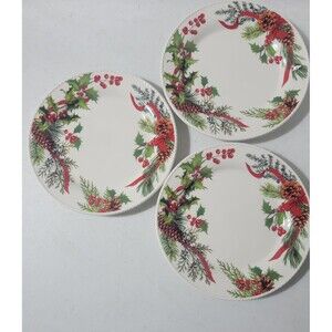 Set Of 3 Princess House Marbella Winter Berry Lunch Plates 8.5" #3495 New In Box
